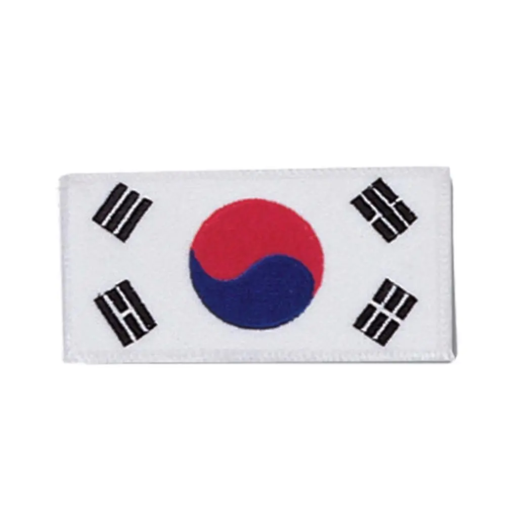 Korean Flag Embroidery Fabric Patch - Stitched, 2.25" x 3.5" Design, Sewn-In Sewing Supply for Textiles & Soft Furnishings, Korean Flag Patch