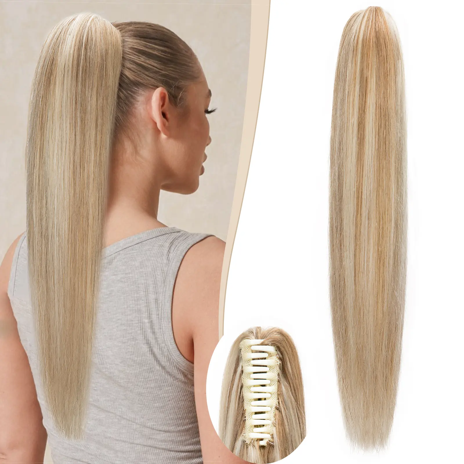 SEGOHAIR Human Hair Ponytail Extension with Claw Clip, Natural Look, Soft, 14"-20", Various Colors for Women, Ideal for Dates, Weddings, Parties, Gifts Long