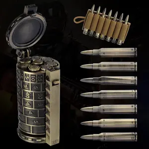 CZYY Rifle Bullet Dice Set - Solid Metal 7 Polyhedral Dice Set with Spinning Container Case & Cartridge Holder Belt - Perfect Role Playing Dice Set for DND, Tabletop Games (Bronze)