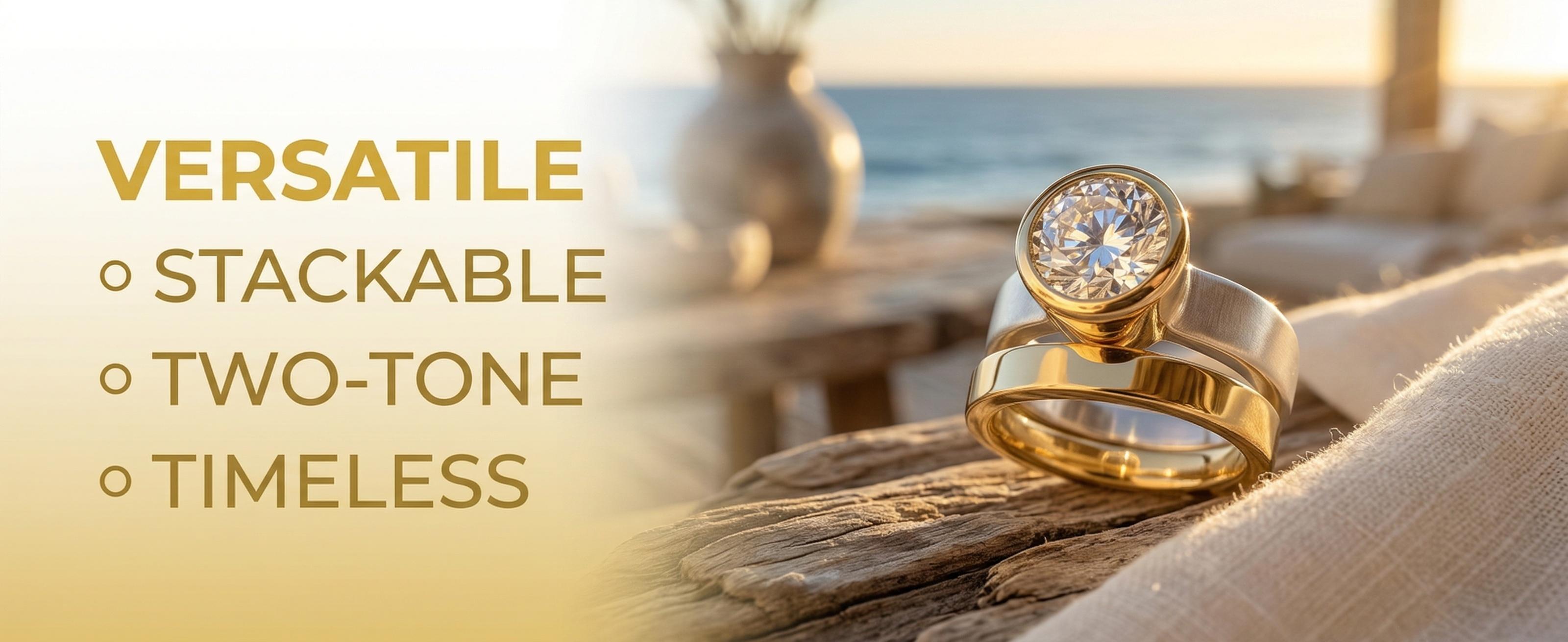 Two-Tone Eternity Stacking Ring – Brilliant Sparkle & Versatile Luxury for Everyday Elegance