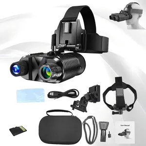 Night Vision Goggles Head Mounted, 1312FT Compatible with Tactical Helmet, Infrared Long Focus 8X Digital Zoom/32GB SD Card, Portable Bin Outdoor Survival Military Hunting Rechargeable Battery