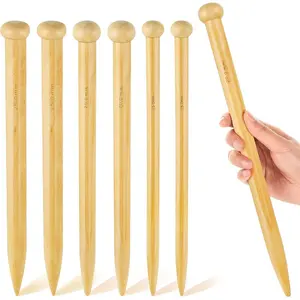 6 Pcs Large Knitting Needles Jumbo Straight Wooden Knitting Needles 3 Sizes Extra Large Weaving Tool for Chunky Yarn Beginner DIY Fabric Crafts Crochet 15mm 20mm 25mm (Natural)