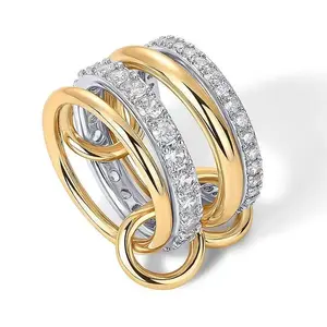 Multi-layer stacked diamond ring with unique design, suitable for daily wear and special occasions.
