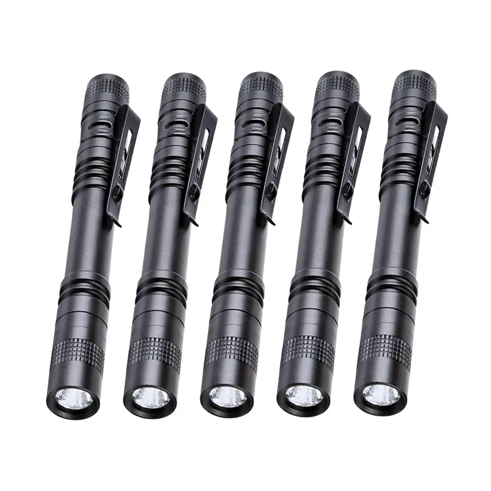 A set of 5-piece LED portable flashlight, super bright mini portable flashlight, with snap-on cover, emergency flashlight for medical doctors, nurses or students (battery not included)