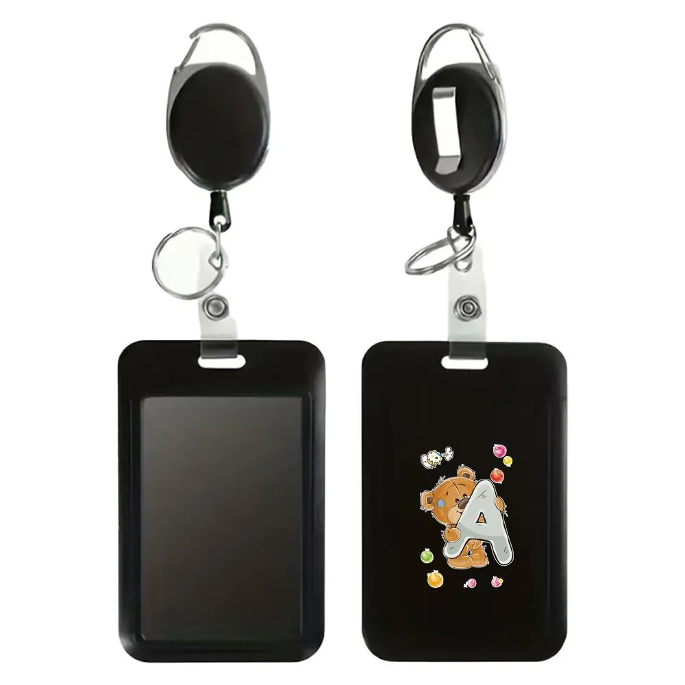 Plastic Employee Card Holder With Retractable Buckle, Id Holders For Badges, Employee Badge Holder With Lanyard Identity Badge Card Case Work Card Protector Suitable For Nurses Bear Pattern Retractable Badge Holders