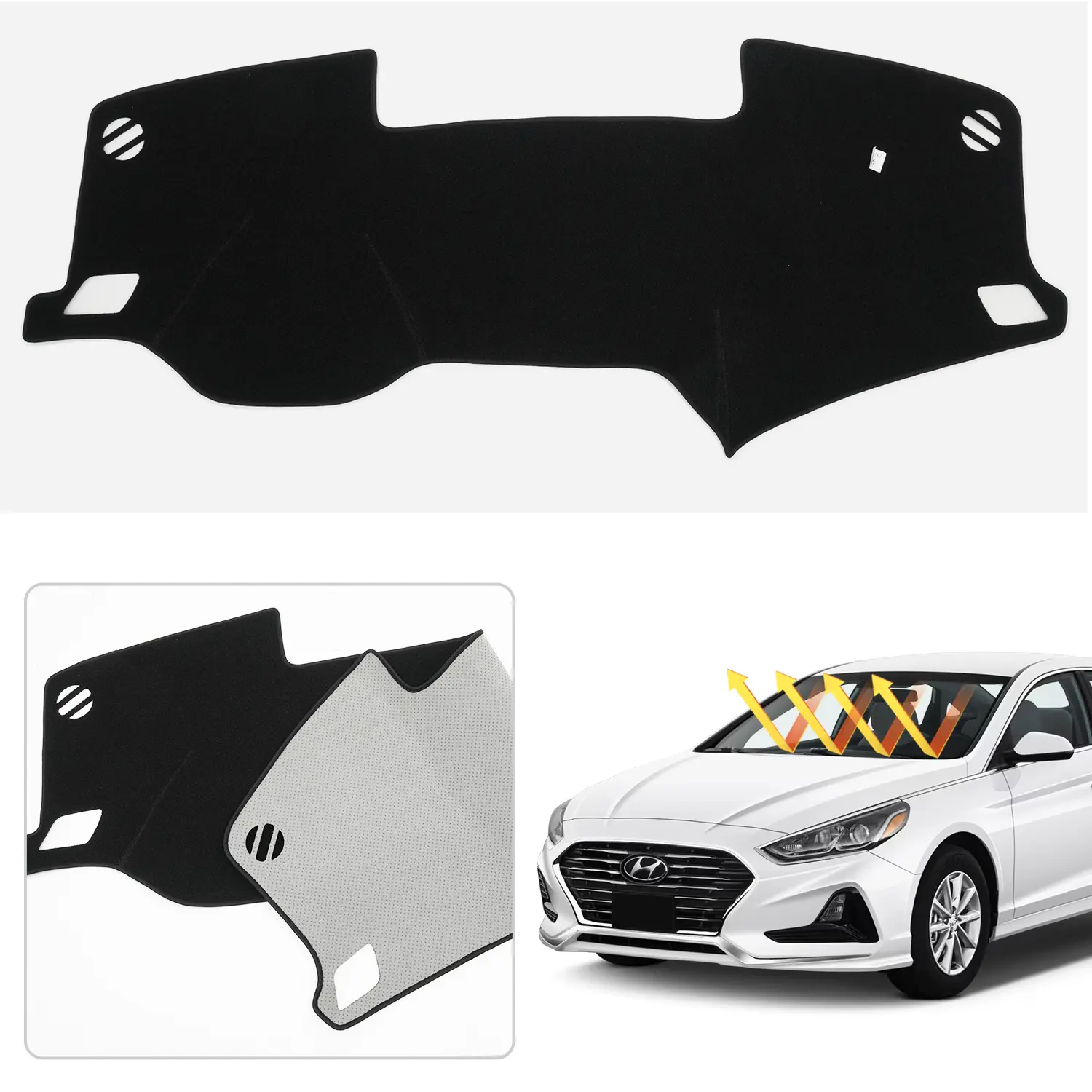Canvcle Custom Fit Dashboard Mat for 2015-2019 Hyundai Sonata, Non-Slip Polyester Car Accessories with UV Protection, Glare Reduction, Auto Accessories Interior