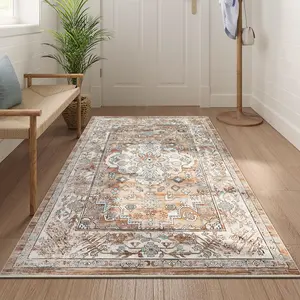 LOKHOM Non Slip 8x10 Feet Area Rug for Living Room, Entryway, Bedroom, Kitchen and Corridor, Machine Washable Low Pile Rugs, Vintage Design & Soft Rug