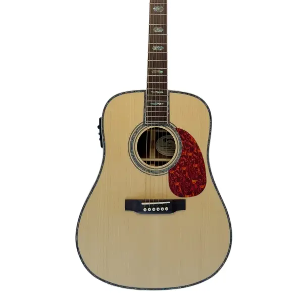 Handmade D45 Acoustic-Electric Guitar for Adults, Solid Spruce Top, Abalone Inlay, EQ Pickup, 4kg Weight