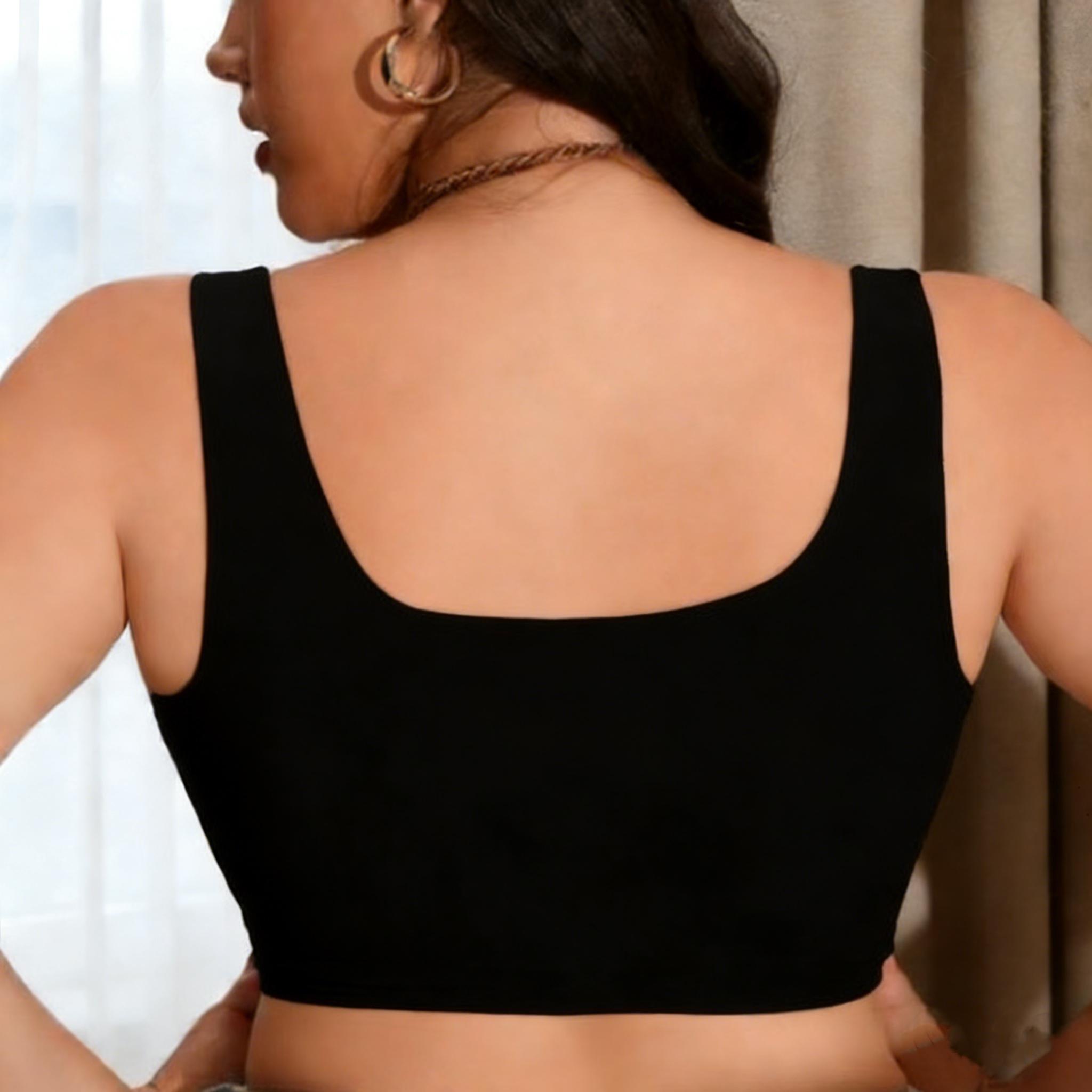 COKE Plus Size Front Closure Wireless Bra, Comfortable Breathable Underwireless Bandeau Sports Bra, Full Coverage Slimming Design, Workout Bra, Yoga Bra, Wireless Sports Bras