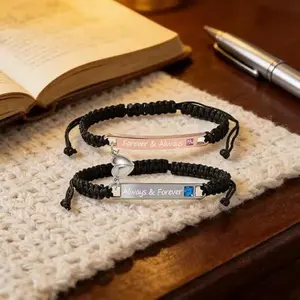 Matching Magnetic Heart Bracelets for Couples, Stylish Stainless Steel Braided Bracelets, Romantic Love Jewelry Gift for Him & Her, Ideal for Birthday & Anniversary