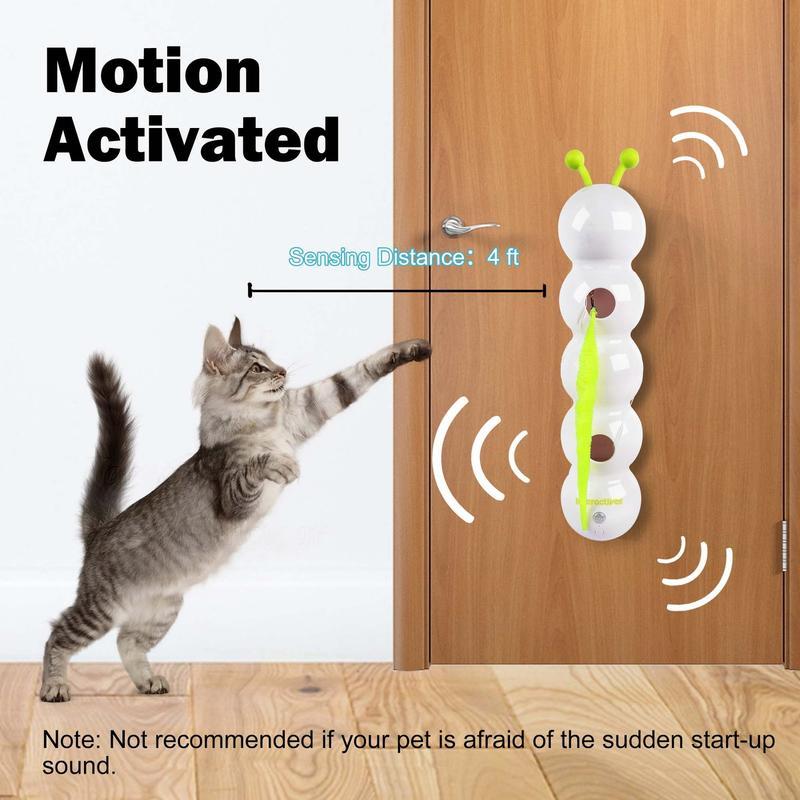 Interactive Cat Feather Toy, Automatic Fluffy Tail Teaser with Motion Sensor,Whack a mole Cat Toy, USB Rechargeable, Suction Cup for Stable Play, Perfect for Indoor Cats，Wall Mounted for Indoor Cats Jumping, Pouncing