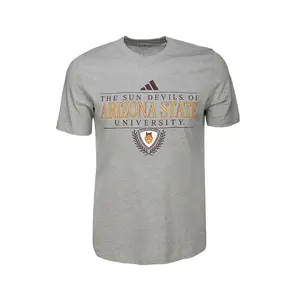 adidas Mens Arizona State Sun Devils Fresh Logo Crew Neck Short Sleeve Casual Tops Casual - Grey adidas Mens Arizona State Sun Devils Fresh Logo Crew Neck Short Sleeve Casual Tops Casual - Grey