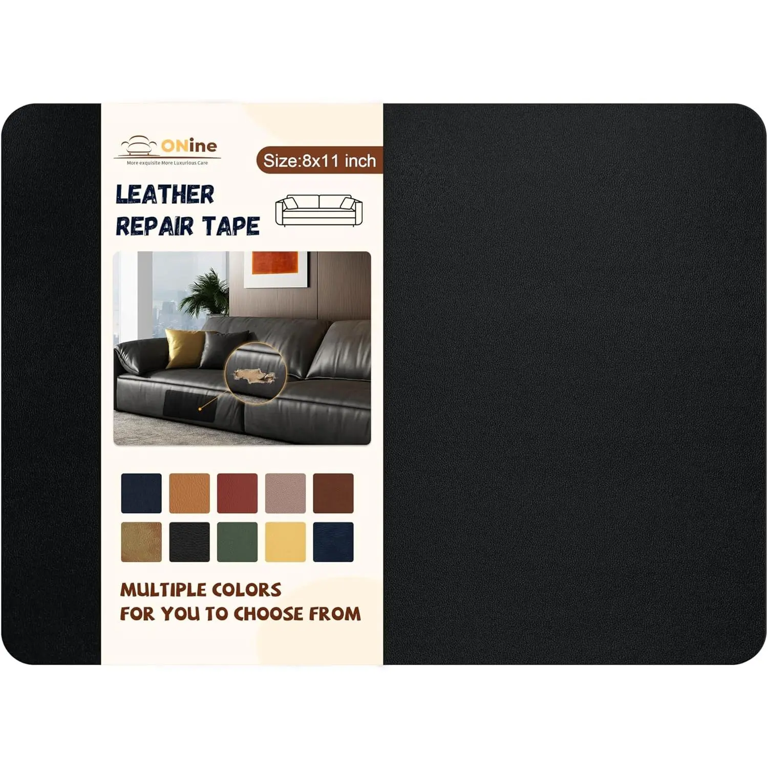 Fine Grain Leather Repair Patch, Self-Adhesive Ink Black Sheet for Upholstery - Practical & Easy Apply Fix for Jackets, Bags & Furniture | Multi-Size, Sheet Form, Black-Fine Grain, Repair Backpacks