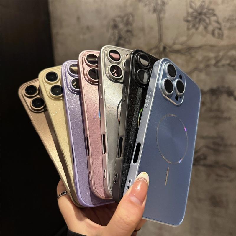 Noble Icicle Glitter Bling Full Coverage Lens Phone Case for iPhone 13-17 Pro Max Magsafe Dustproof Magnetic Wireless Crystal Lights Shockproof Protector for Girls & Boys