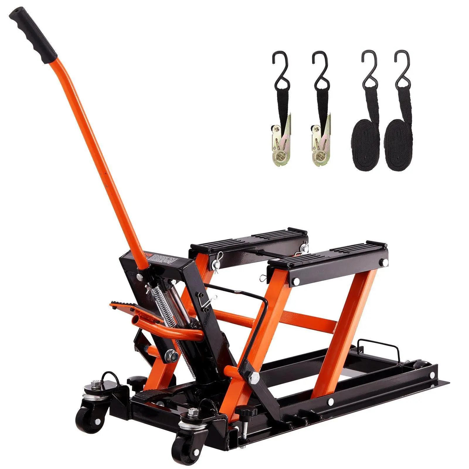 【summerfinds】VEVOR Hydraulic Motorcycle Jack Stand, 1500 LBS ATV Scissor Lift Jack, 4.7"-15" Scissor Lift Jack Stand with 4 Wheels, Hydraulic Foot-Operated Hoist Stand for Motorcycle ATV UTV Powersports