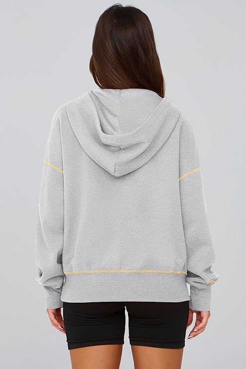 PRETTYGARDEN Women's Pink Hooded Sweatshirt Long Sleeve Half Zip Cropped Pullover with Zipper & Stitching Detail for Winter Fashion