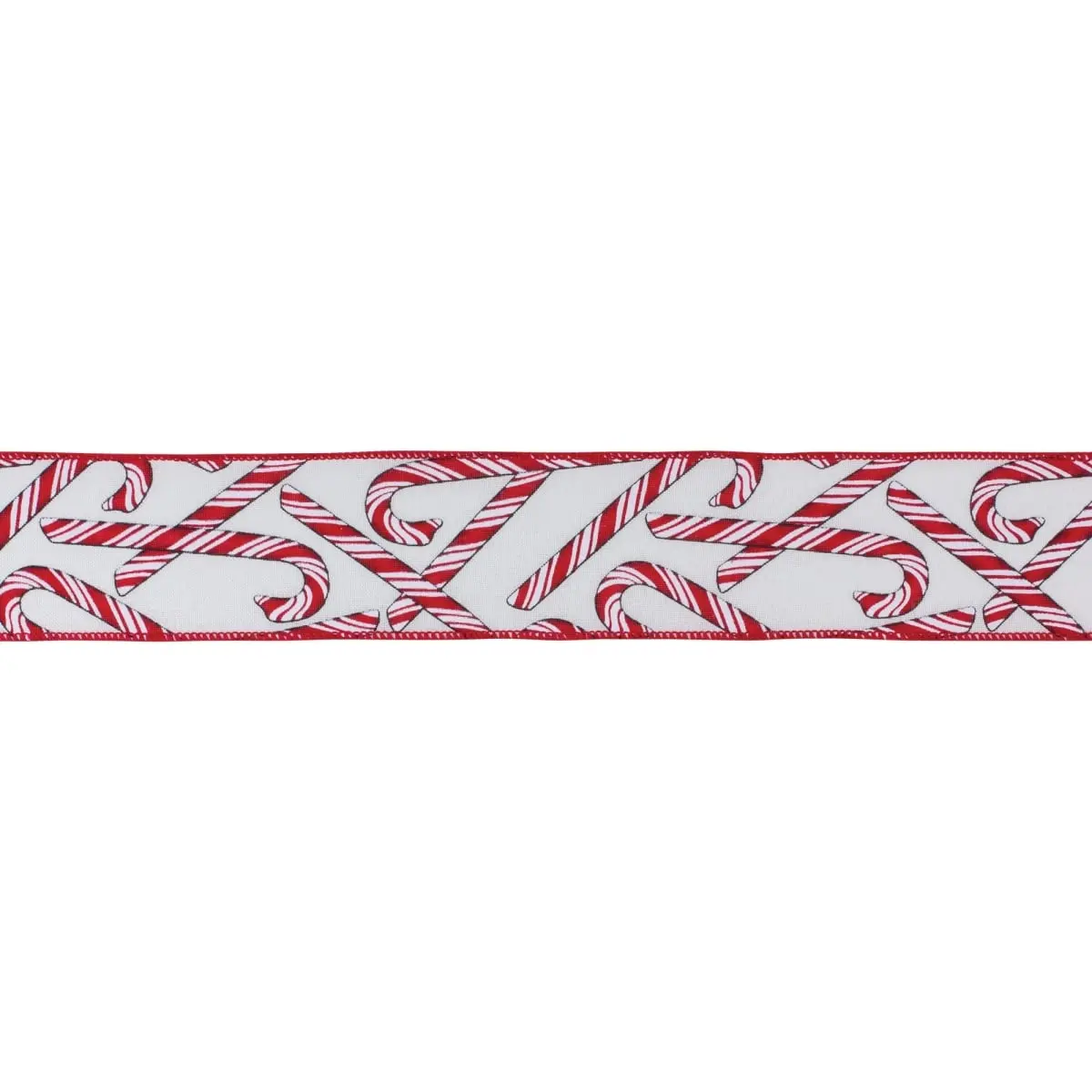 Melrose 87513DS 2.5 x 10 Yard Polyester Wired Ribbon, White & Red - Set of 2