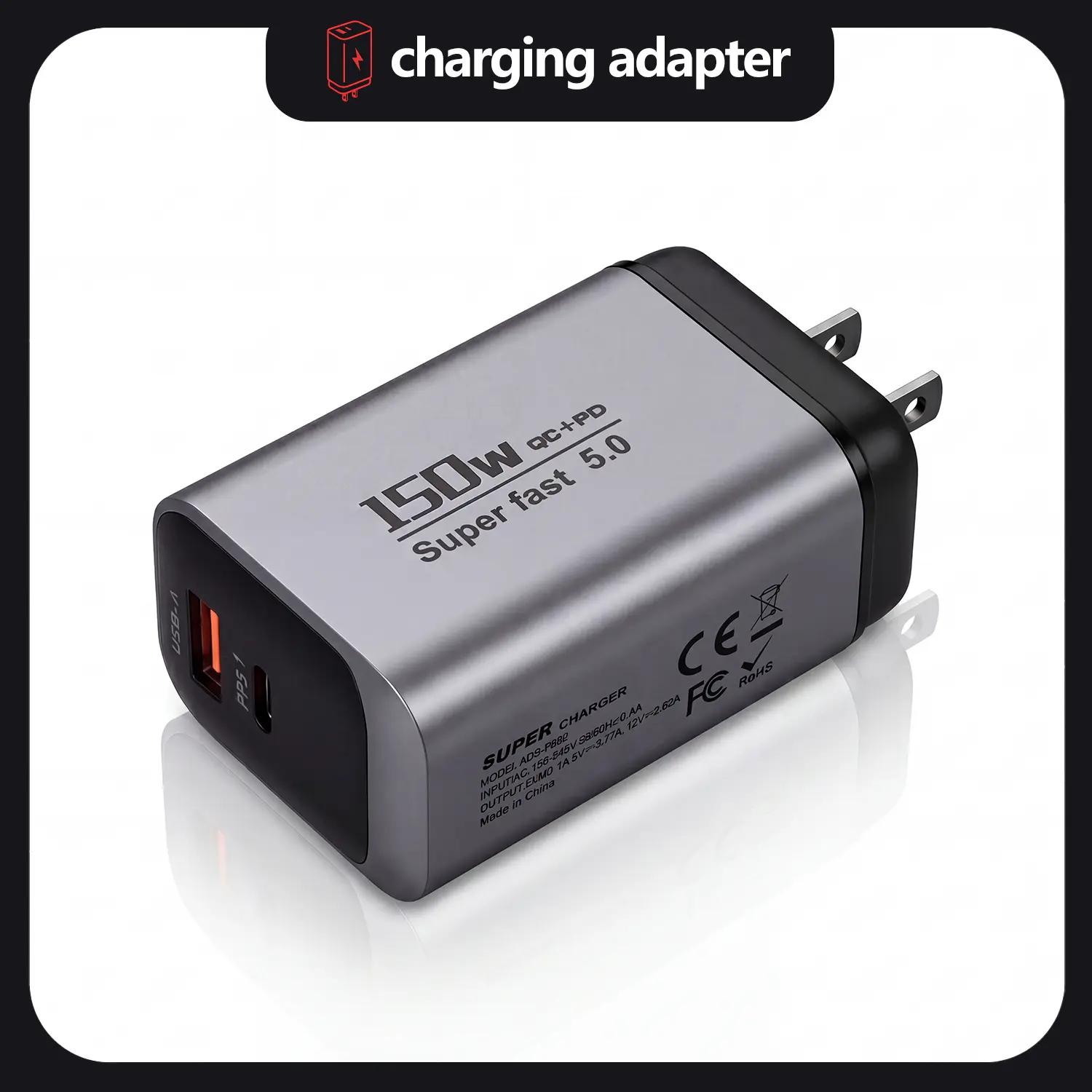 150W High-Power Lightweight Portable Charger - Dual-Device Quick Charging, Compact, Safe Electronic Charger for Smartphone, Cellphone, Mobile Device, MacBook, iPhone & Android (No Battery Stress), Quick Charge, Us Plug