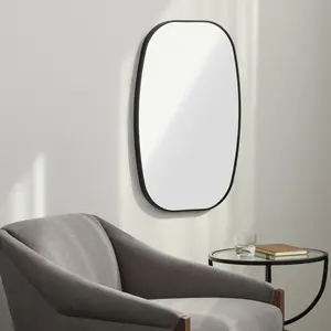Livabliss Aranya Modern Squared Oval Accent Mirror - Aluminium Frame Home Decor Mirror, Wall-Mount Home Decor Piece with Multi-Size Options