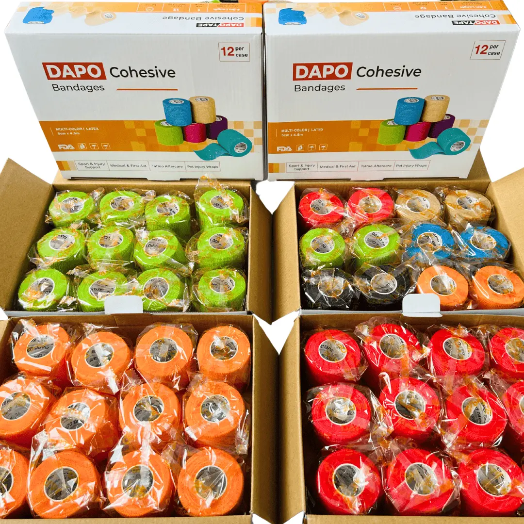 [24Packs] Dapo Self-Adhesive PREMIUM Sports Wrap Tape 2 Inch x 5 Yard, Elastic Athletic Tape for Sports and Fitness Use Good Quality