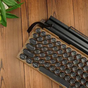 7KEYS Retro Typewriter Mechanical Keyboard with Integrated Tablet Stand & Leather Wrist Rest, True RGB, Custom Coffee Switches, Triple-Mode (BT5.0/2.4G/USB-C), for Mac/Win/PC/iPad.