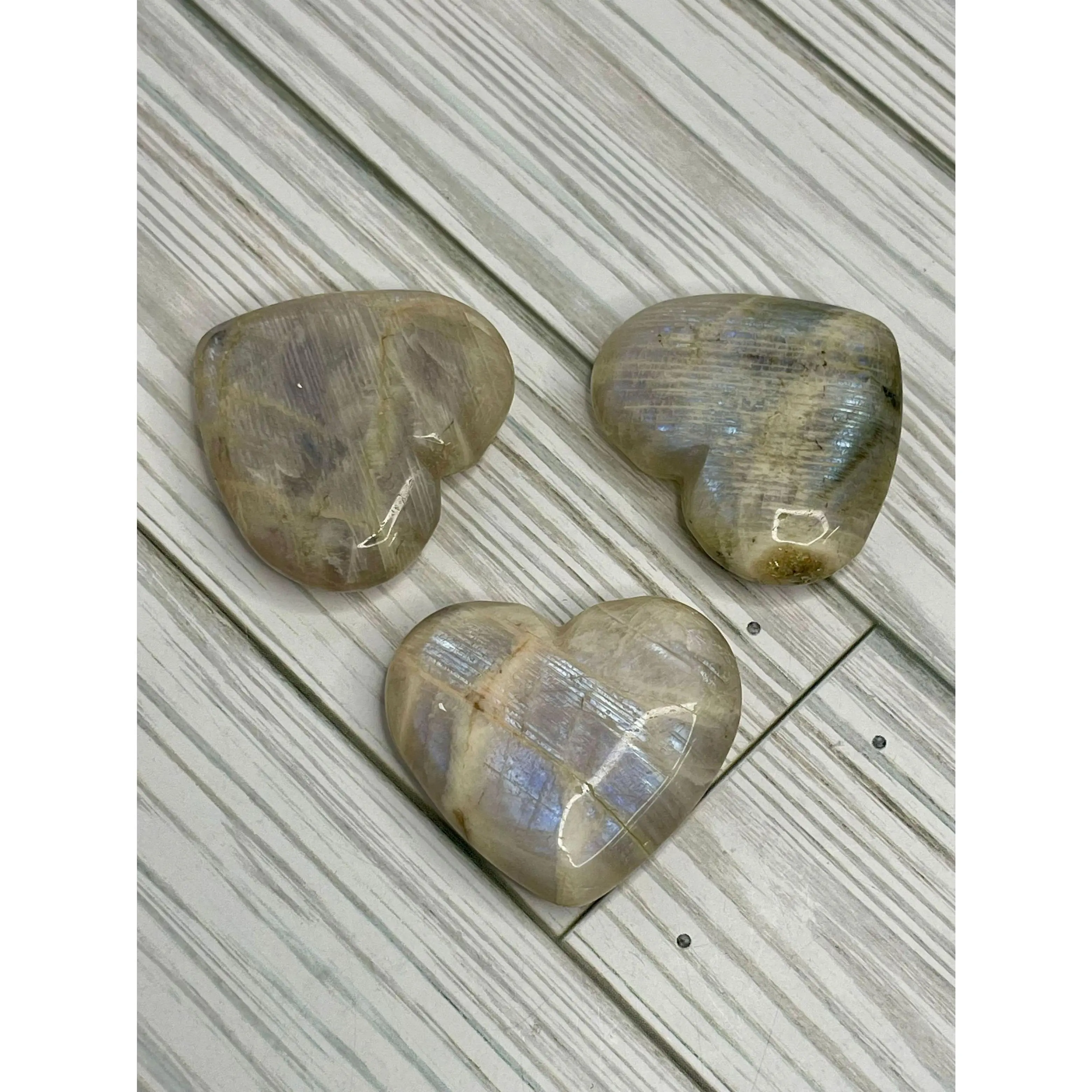 Polished Colored Gemstone Heart Shaped Stone Pendant for Chain - Sunstone, Moonstone Heart with Element: Fire, Star Sign: Cancer, Emotional Balance, Personal Power Benefits for Optimism, New Beginnings