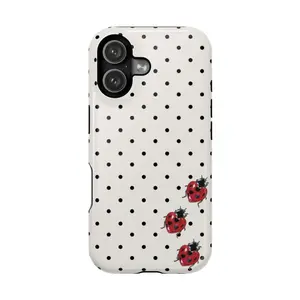 Ladybug Polka Dot Phone Case, Impact-Resistant Phone Case,Cute Red ladybug,Retro Classic Spot,For iPhone 17 16 15 14 13 12 11 Air Pro Max