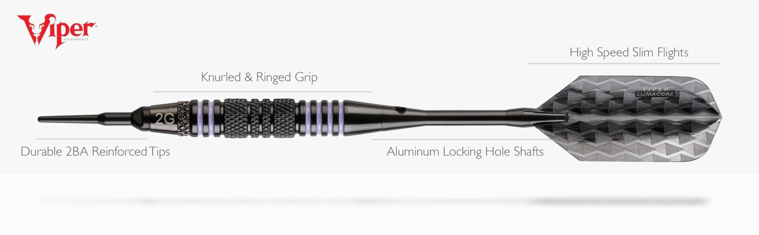 Viper Bobcat Adjustable Soft Tip Darts Blue Rings 16-18 Grams