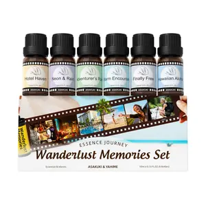 ASAKUKI Luxury Hotel Collection Essential Oils Set for Home & Diffusers - Hotel Haven, Neon & Rain, Hawaiian Aloha, Warm Encounters, Finally Free, Adventurer’s Rush fragrance， klone scents