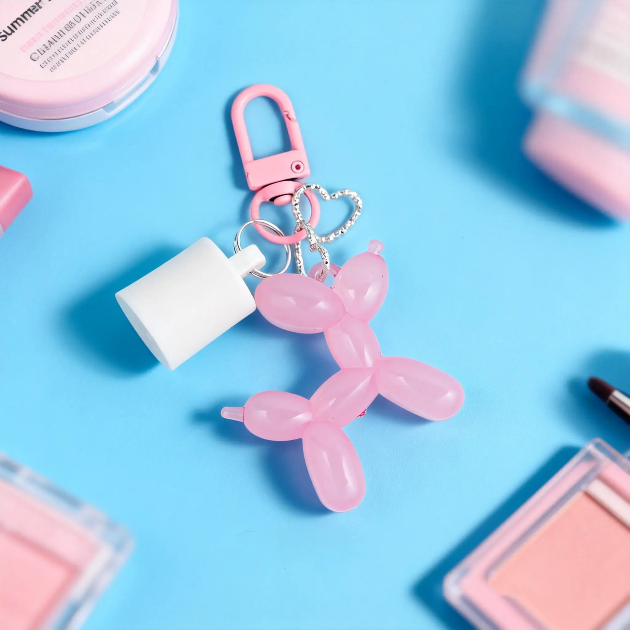 Coquette Pink Beaded Lip Gloss Holder Keychain, Kawaii Bag Charm for Handbag with Leak-Proof Cap and Cute Dangling Charms, Holiday Gifts for Girls, Makeup Lovers, Birthday Gift Ideas, Lollipop, Star, 0.5Oz Lip Balm, Retro Phone, Leakproof, Protective Cap,