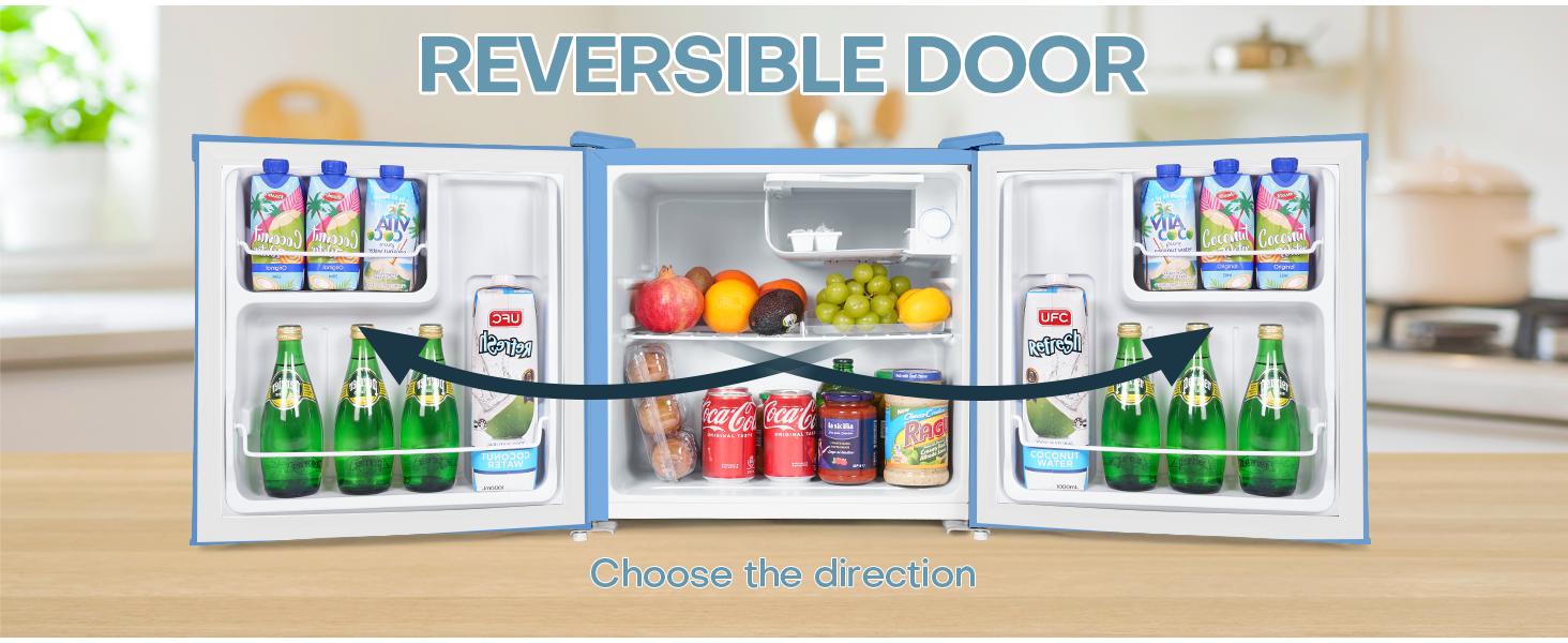 Upstreman mini fridges 1.7 Cu Ft with Freezer FR17 Adjustable Thermostat Energy Saving Low Noise Single Door Compact Refrigerator for Dorm Office Can Bedroom blue fridge mini  brands Small pantry drink fridge skincare fridge Portable