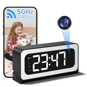 1080P HD WiFi Camera Clock – Wireless Security Camera with Night Vision, Motion Detection, Loop Recording, 2.4GHz WiFi, Battery Powered, Remote Live Viewing for Home & Office Monitoring