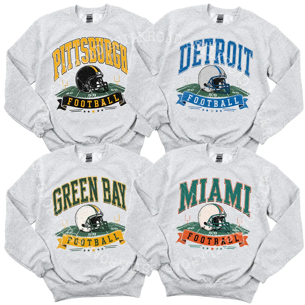 Vintage 90s All Team Football Sweatshirt - Ash Grey Color Retro 1960s Cowboy Game Day Crewneck, Unisex Pullover for Men and Women, Soft Cotton Blend Fan Gift, Classic Sportswear for Football Lovers - SR