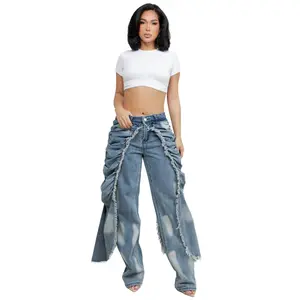 Women's Fashion Style Denim Jeans, Lady's High-Hip Trousers with Slim-Fit Leg Design for Trendy Bottom Wear