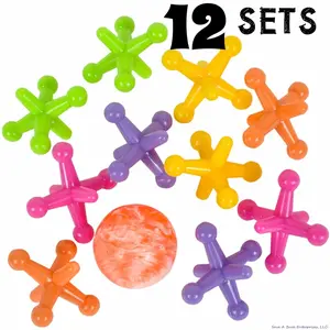 🟢 12-Pack Neon Jacks Game Sets – Party Favors for Kids