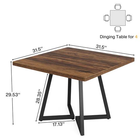 Spaco Square Dining Table for 2,31.5-Inch Industrial Metal Base Kitchen Table, Space-Saving Small Table for Apartments & Dining Rooms