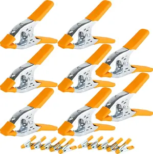 Wellmax 18PC Heavy Duty Spring Clamps Set - 10pc 2in & 8pc 6in Metal Clamps for Woodworking, Photo Booths, and DIY Projects - Durable Iron & Nickel-Plated Hardware