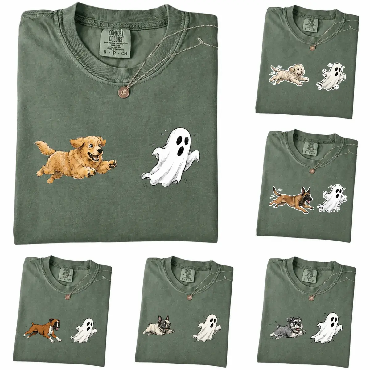 [Sale Up to 50%] Comfort Colors 50+ Dog Breeds Halloween Shirt, Cute Puppy Ghost Trick-or-Treat Tee, Funny Spooky Season Dog Lover Shirt, Pumpkin Graphic Tee, Unisex Pet Parent Halloween Gift- Felix Rodz Appare