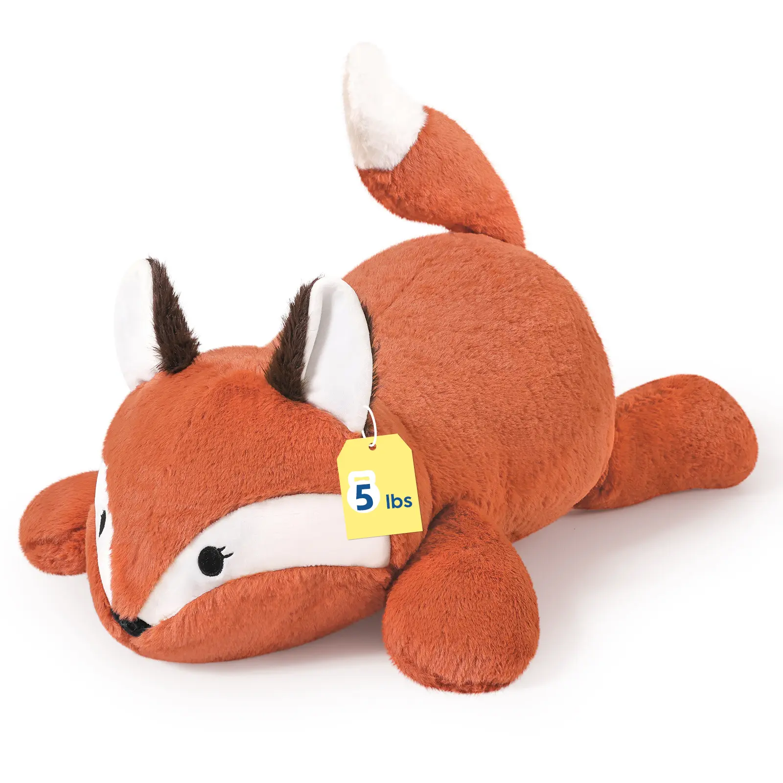 PEACHCAT 3D Fox Stuffed Animal - 25.6 in, 5 lbs Large Durable Plush Fabric Weighted Fill Body Pillow, Huggable Sleeping Companion, Hand Wash, Cute Stuffed Animal Gift for Kids (Reading, Recover in Dryer)