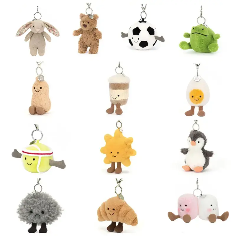 Jellycat Stuffed Animal Bag Charms – Cute Plush Keychains for Backpack Handbag Purse Car Keys & Everyday Accessories, Soft Kawaii Gifts for Women Kids Teens, Birthday Christmas Holiday Gift
