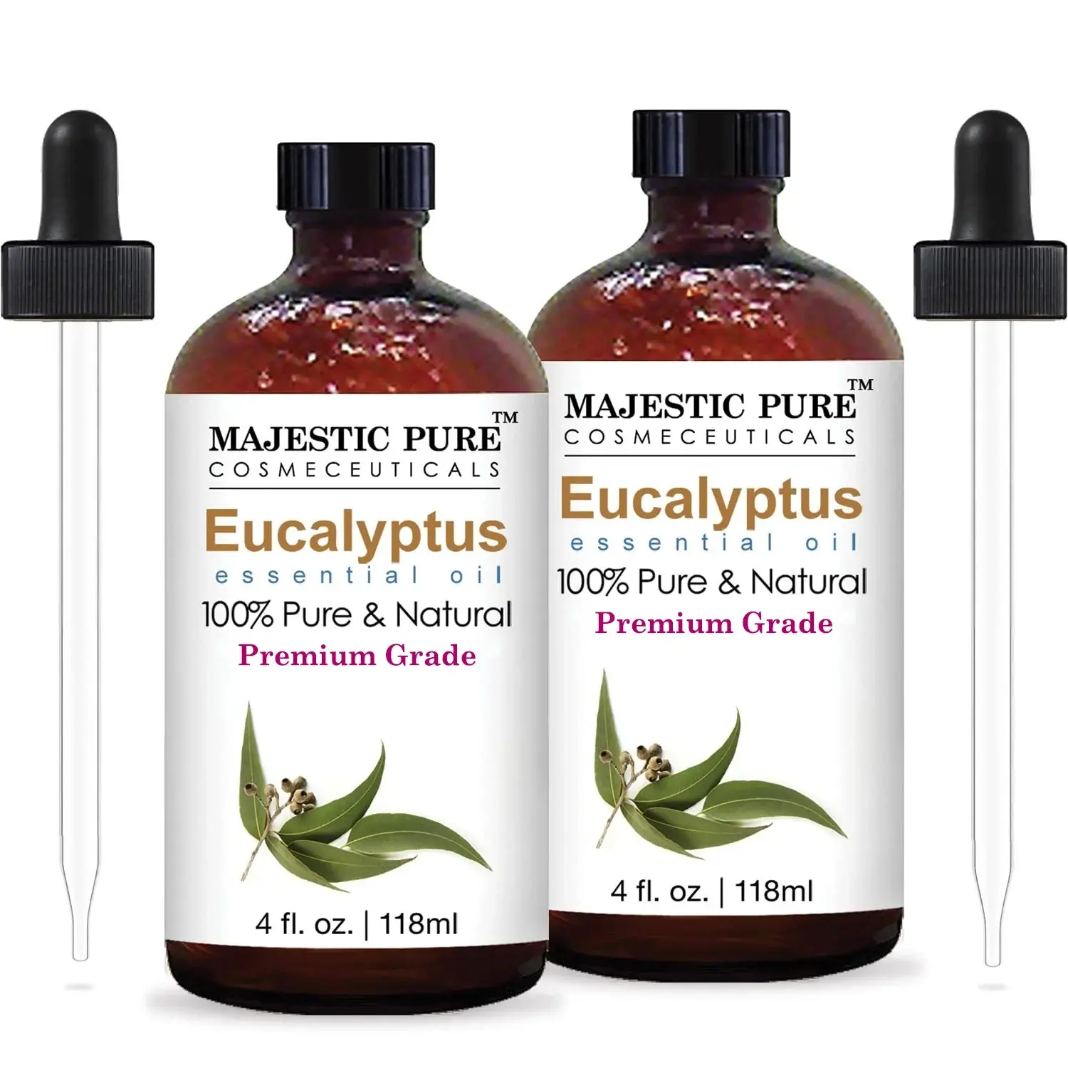 100% Pure Natural Eucalyptus Essential Oils - 4 fl oz Pack of 2, Wellness Self Care Products for Stress Relief, Steam Inhalation & Temples/Neck Relief, Aromatherapy Cooling Therapeutic Support