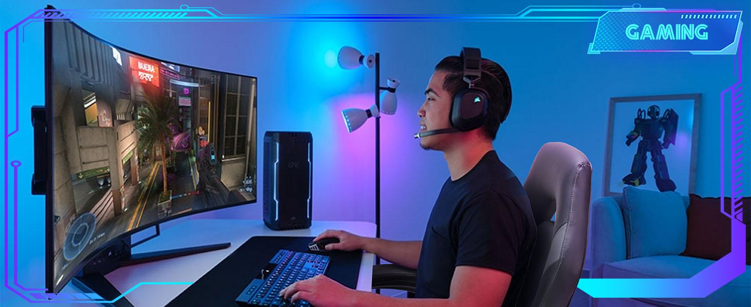 Ergonomic Computer Gaming Chair with PU Leather Lumbar Support, Height Adjustable (Home Office Desk)