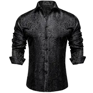 AILISUS Men's Paisley Dress Shirt Long Sleeve Wrinkle Free Button Down Cowboy Shirts Casual Formal Regular Fit Black Menswear Business Work Basic Men Tops