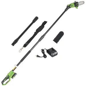 Cordless Pole Saw 8-Inch for Tree Trimming, 20V Electric Pole Saw, Tree Trimmer with Battery and Charger, Reach up to 15 feet, Telescoping Tool-Less, Auto Oiling, Multi-Angle