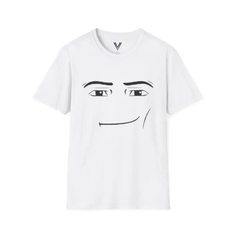 Roblox Man Face T-Shirt, Minimalist Sarcastic Expression Tee, White Graphic Shirt, Internet Humor, Unisex Casual Top Menswear Tshirt Streetwear Crewneck Tropical Shortsleeve good graphic tees men's graphic tees