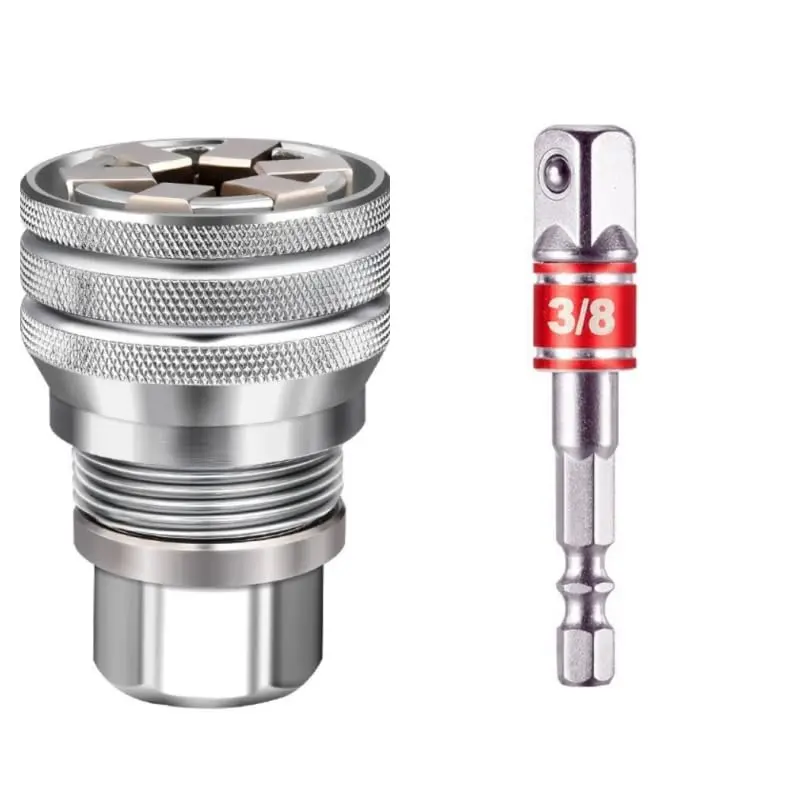 QIVOO Adjustable Universal Socket Wrench 3/8" Drive, Multi-Function Power Drill Bit Adapter Fits 10-19mm Nuts, Auto Repair Tool for Ratchet, Impact Driver (1 Pack), Hexagonal Socket Spanners & Wrenches, Metric Impact Socket Spanners & Wrenches