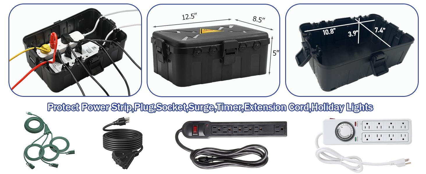 Outdoor Electrical Box, Weatherproof Extension Cord Covers for Indoor & Outdoor, IP54 Waterproof Protect Outlet, Plug, Socket, Timer, Power Strip Outdoor Electrical Box, Weatherproof Extension Cord Covers for Indoor & Outdoor, IP54 Waterproof Protect Outlet, Plug, Socket, Timer, Power Strip