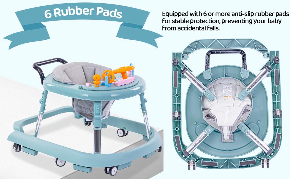 Baby Walker,Foldable, 9-Speed, Height-Adjustable Baby Walker, Wheeled Waby Walker, Infant Walker with Music Disc, Anti-fall Baby Walker, and Children's Activity Center with Foot Pads (suitable for boys and girls aged 6 to 24 months)