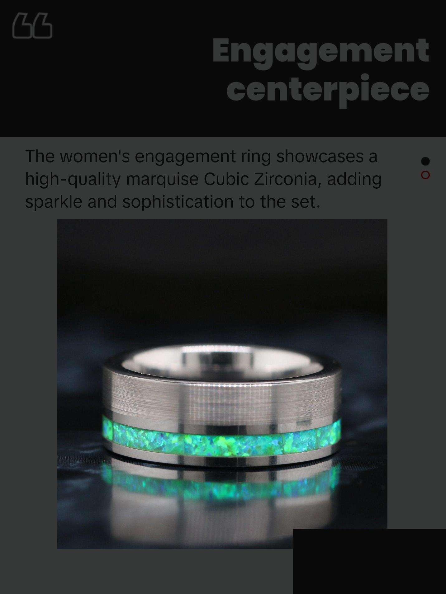 His and Her Green Opal Wedding Ring Set Green Opal Rings