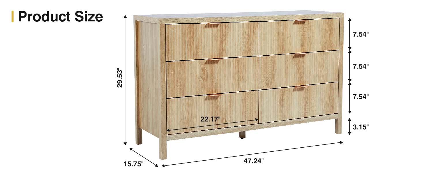 Giratree 6 9 Drawer Dresser Cabinet, Long Nightstand with Drawers and Storage Cabinet, Boho Solid Wood Dresser TV Stand, Mid Century Modern Nightstand with 6 Drawer Dresser for Bedroom Closet